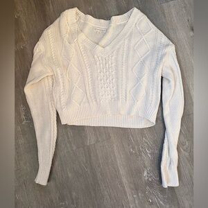 Aeropostale Cream V-Neck Sweater